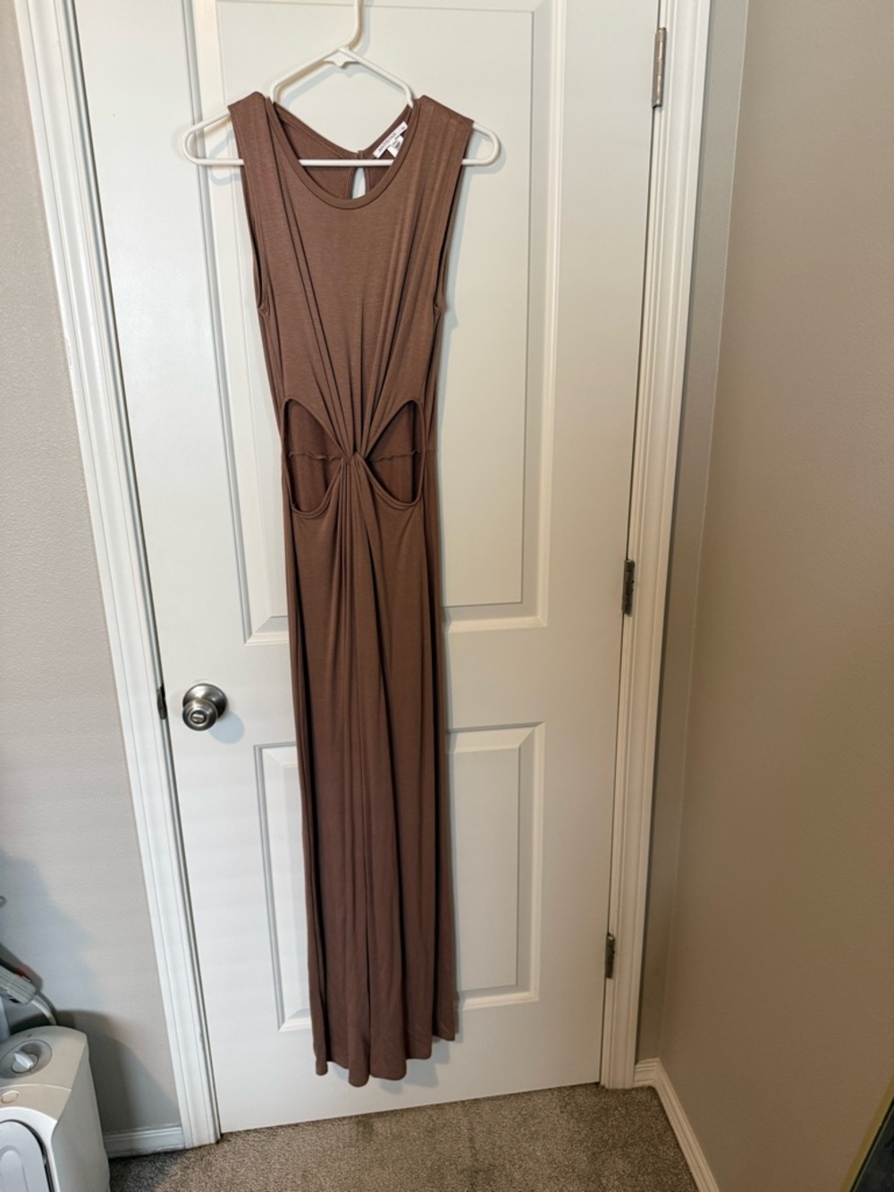 Sleeveless Cutout Maxi Jumpsuit in Taupe